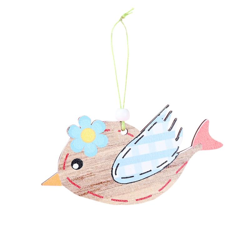 

2pcs/set Home Easter Wood Chips Hanging Ornaments Decorations Wooden Pendants Birds Diy Handcraft 2021 Decorative Objects & Figurines