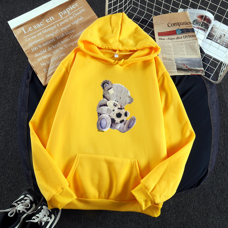 

Bf Wind Harajuku students loose, fleecy and thick hooded cartoon bear printed long sleeve hoodie for autumn/winter hoodies hoodie, Beige