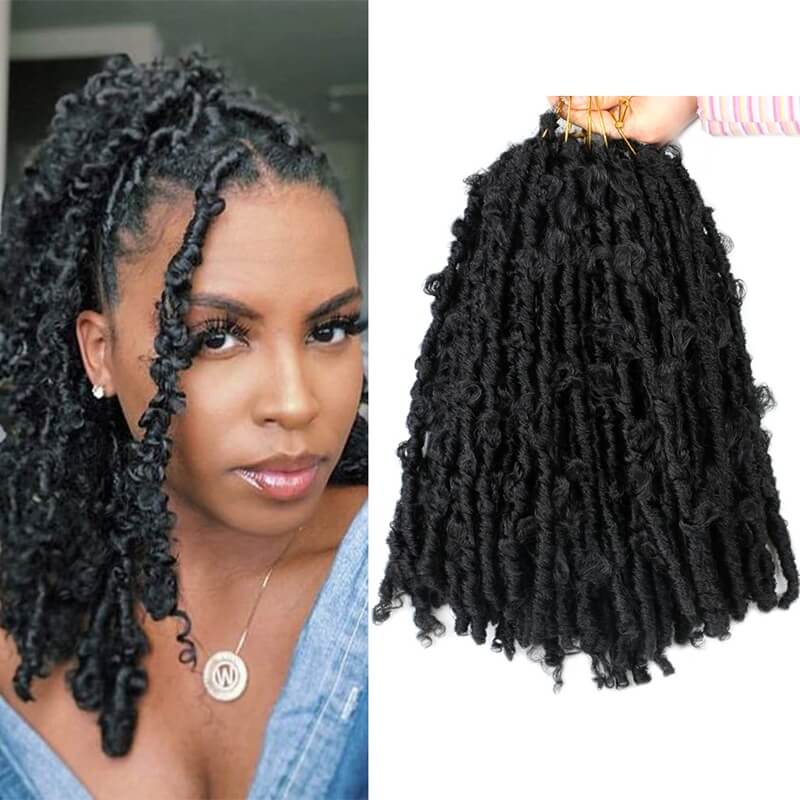 Butterfly Locs Crochet Hair Synthetic Short Distressed Faux Locs Crochet Braids Hair Extension Pre Looped Pre-twisted Braids-image-731839608