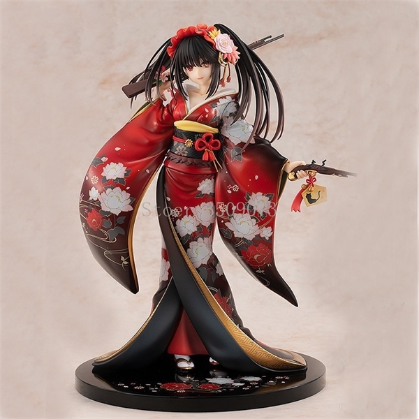 

23cm Date A Live Anime Figure Tokisaki Kurumi Action Figure Kimono Lingerie Pistol ver. Tokisaki Kurumi Figurine Model Doll Gift Y1221, No box j