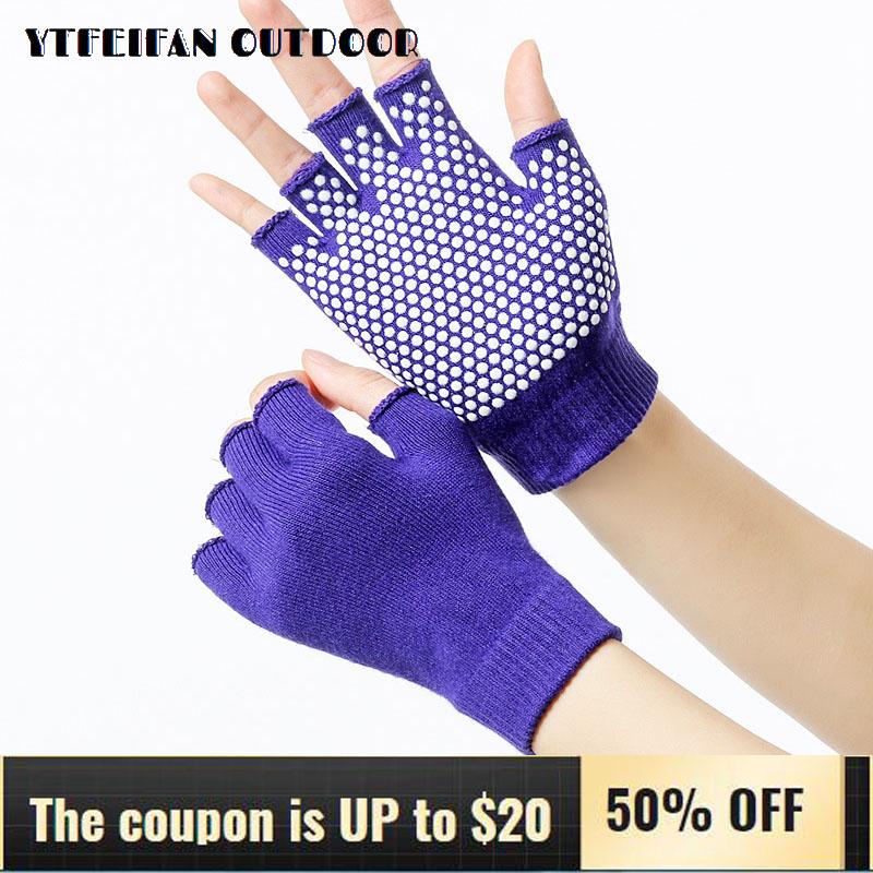 

Yoga Sports Gloves For Women Men Half Finger Hand Protector Pilates Gym Fitness Necessary Non Slip Thicken Wearable Glove Resistance Bands
