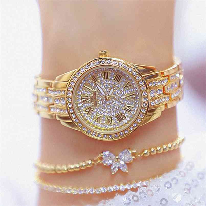 

Diamond Ladies Watches Luxury Brand Dress Women With 2 Bracelets Gold Wristwatch Female Clock Relogio Feminino 210707, Gold-add-2-bracelet