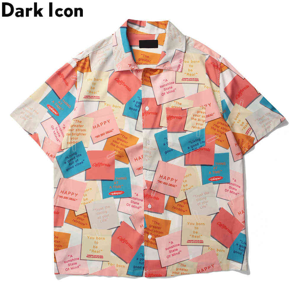 

Geometric Full Printed Oversized Men's Shirt Shor Sleeve Turn-down Collar Shirts for Man Streetwear Clothing 210603, As photo