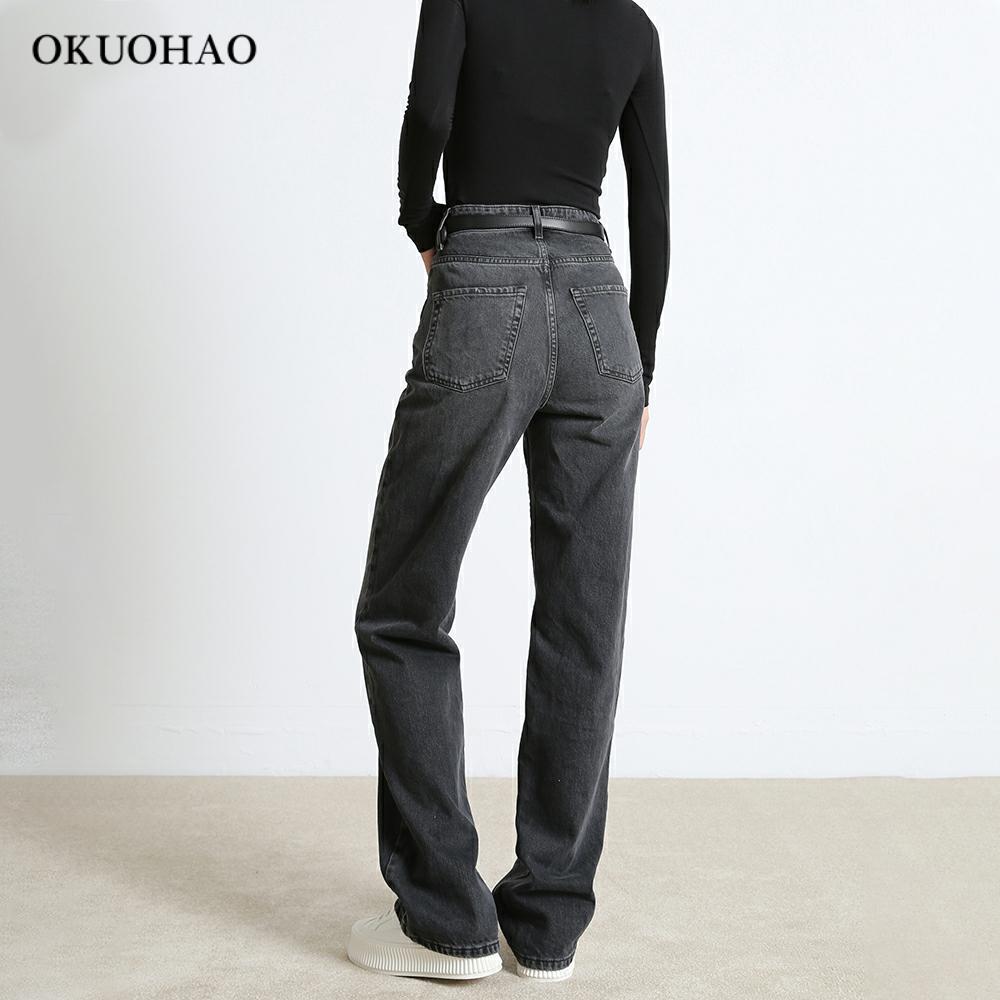 

2011womens casual denim pants high waisted wide leg jeans 2021 autumn winter tall instantly slims relaxed fit straight leg jean, Blue