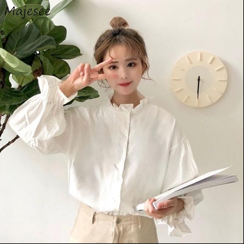 

white harajuku clothes and womens shirts all match flare sleeve korean style fashion ulzzang chic