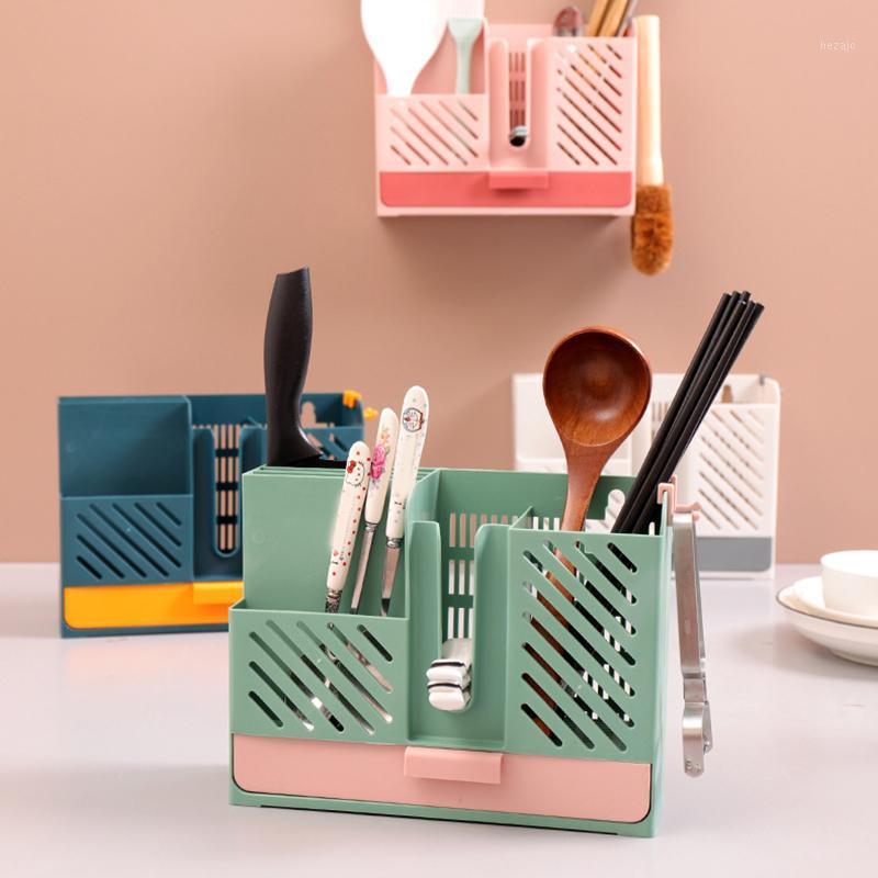 

Storage Bottles & Jars Cutlery Drain Chopsticks Spoon Holder Wall Mounted Easy To Install Kitchen Utensils Drying Basket XHC88