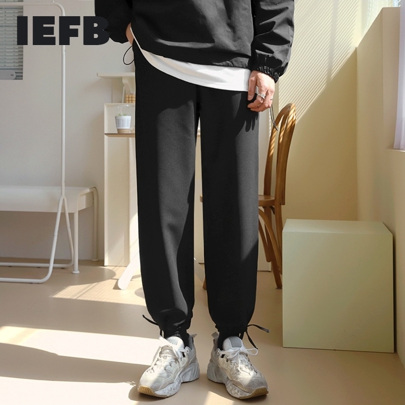 

IEFB /men's wear Drawstring leggings male's loose casual sweatpants Korean style trendy stright straight pants autumn 9Y4082 210524, Black