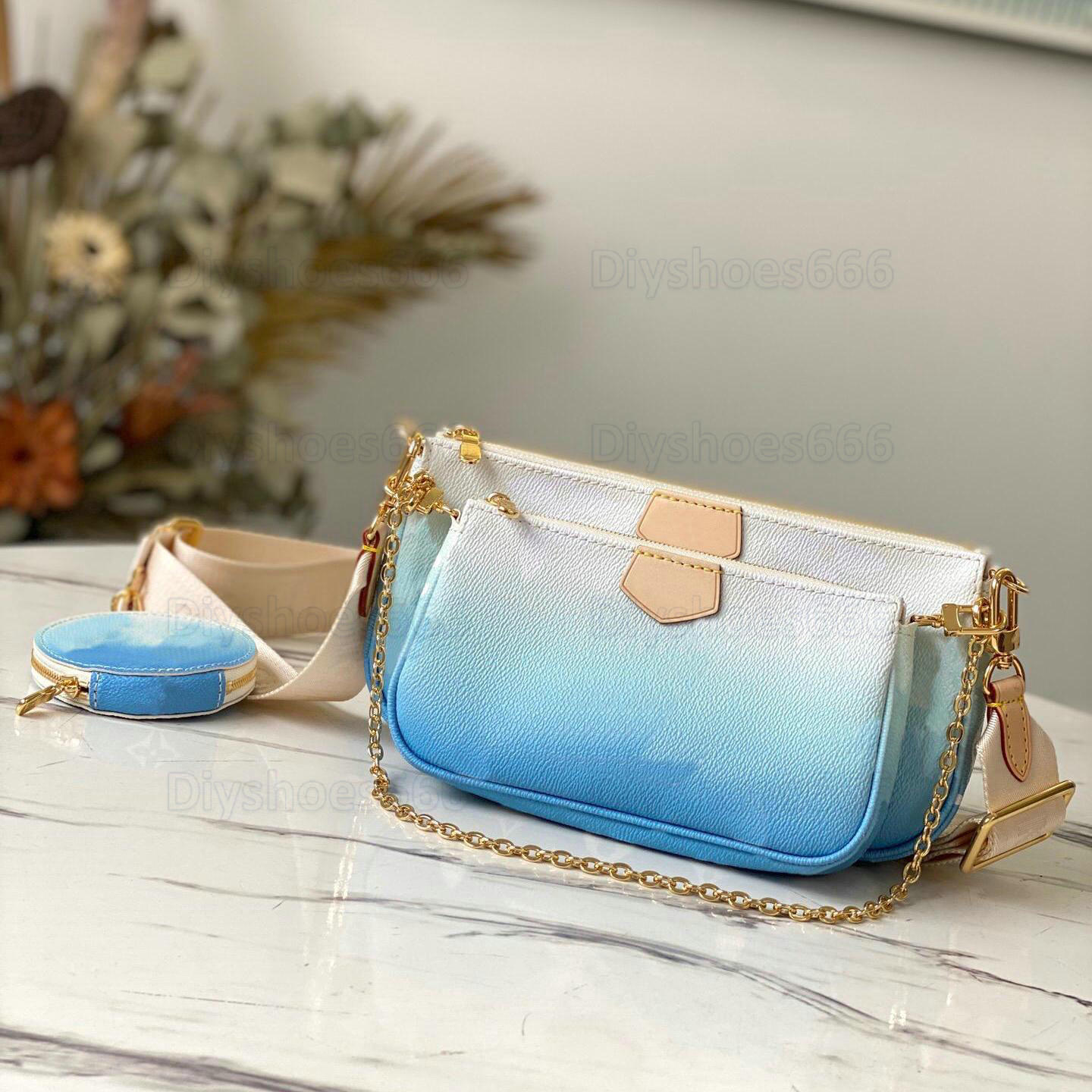 

Multi Pochette Accessoires Shoulder Bags 3pc/sets Crossbody Chain Bag with Round Coin Purse Pastel-colored Mini Pochette Womens Handbag Tote