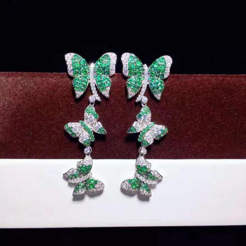 

Dangle & Chandelier Xian Design Three Butterfly Earrings Plated S925 Sterling Silver Hand-Inlaid High Carbon Diamond