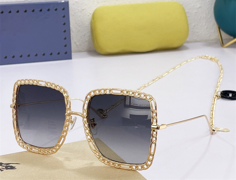 

Fashion trend designer women sunglasses 1033 vintage square shape Hollow frame Chain glasses top quality Avant-garde wild style Anti-Ultraviolet come with case