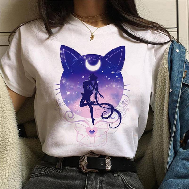 

wvioce harajuku girl cartoon womens cat printed hip hop women summer streetwear female clothes, White