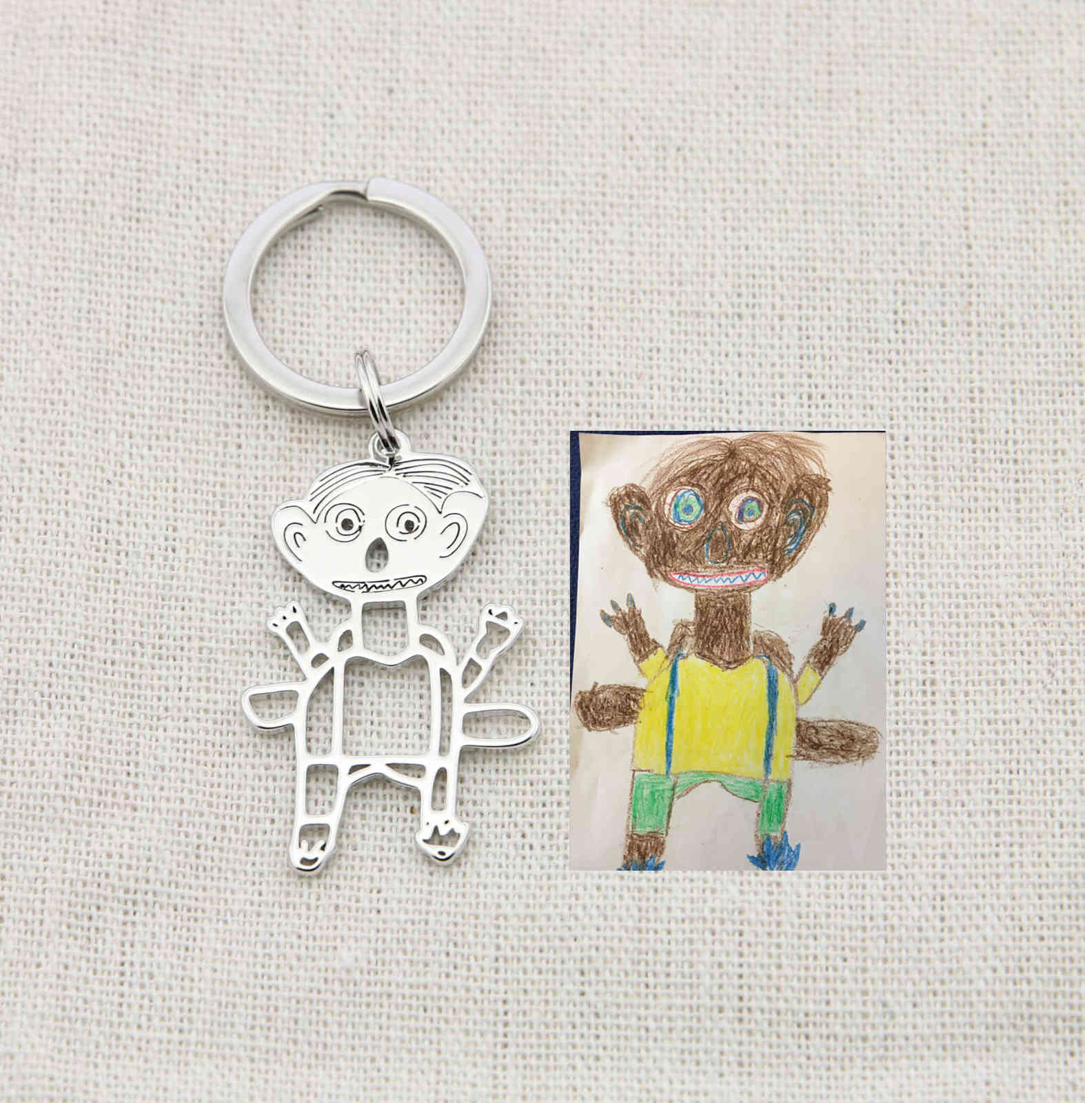 

Customized Children's Drawing Keychain Kid's Art Child Artwork Personalized Keyring Custom Name Jewelry Father's Day Gift Kids H0915