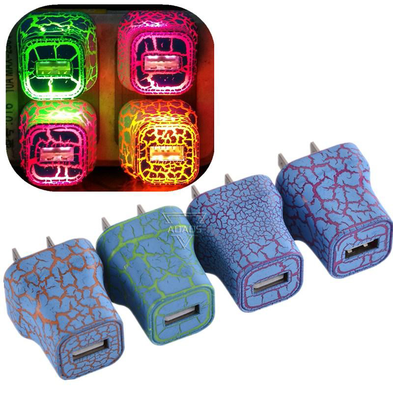 

Led Light Dual usb ports US Ac home travel wall charger auto power adapter for iphone Samsung Htc lg android phone pc