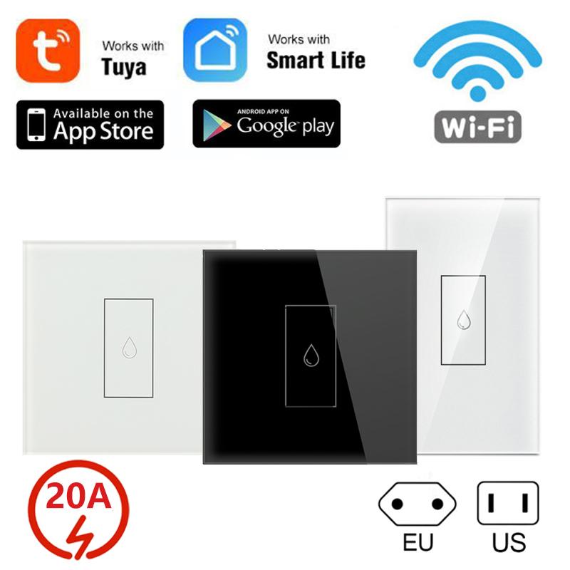 

Smart Home Control Tuya 20A Boiler Switch EU US Wifi Water Heater Glass Panel Remote Timing Voice Works With Alexa Google