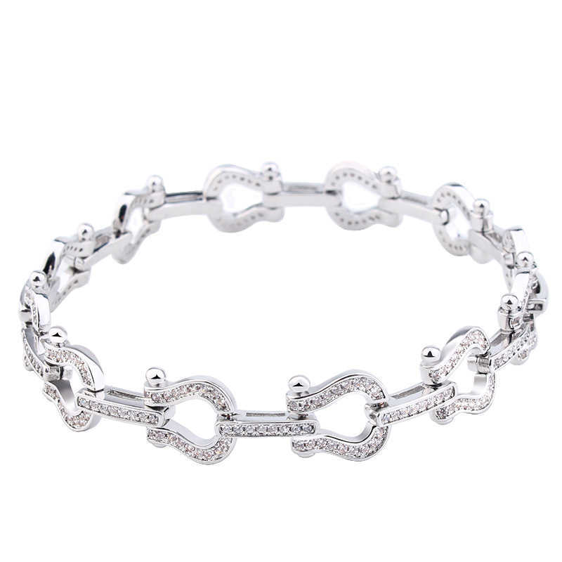 U-shaped Bracelet with Horseshoe Buckle S925, 1:1 Silver, Fred , Luxury, Designer, Fashion Jewelry, Hip Hop, Favorite, Free Delivery-image-745781990