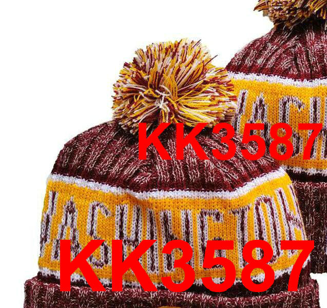 

NEW Men All Team Knitted Cuffed Pom Beanie Hats Washington Sport Knit Hat Striped Sideline Wool Warm Baseball Beanies Cap For Men's Wom, Blue;gray