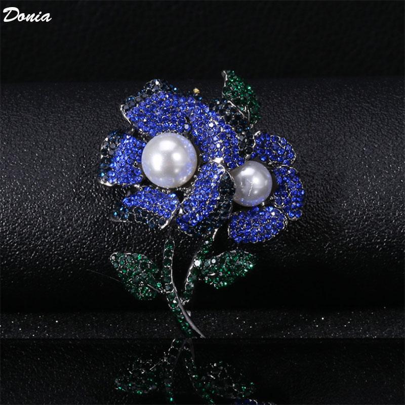 

Pins, Brooches Donia Jewelry Fashion Temperament Elegant Shell Pearl Flower Brooch Korean High-end Clothing Collar Pin Accessories, Gray