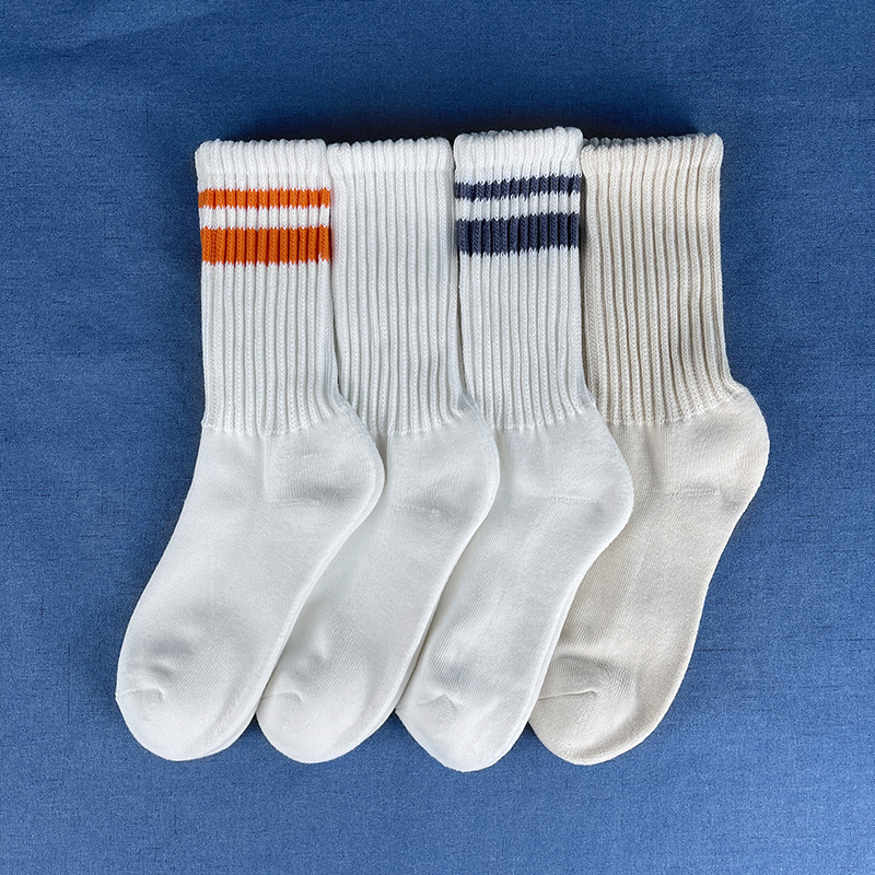 

Men's and Women's Socks In Autumn and Winter Towel Bottom Thickening Tube Stockings Trend Japanese Cotton Socks Stripes Four Seasons Sports New., As picture