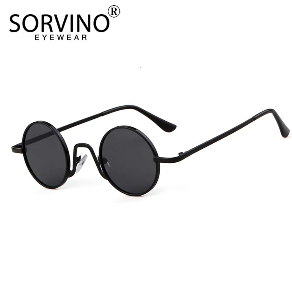 

Retro Skinny Round SORVINO Steampunk Sunglasses Men Women Brand Designer Goggles Lady Mens Circle Sun Glasses Shades, White;black
