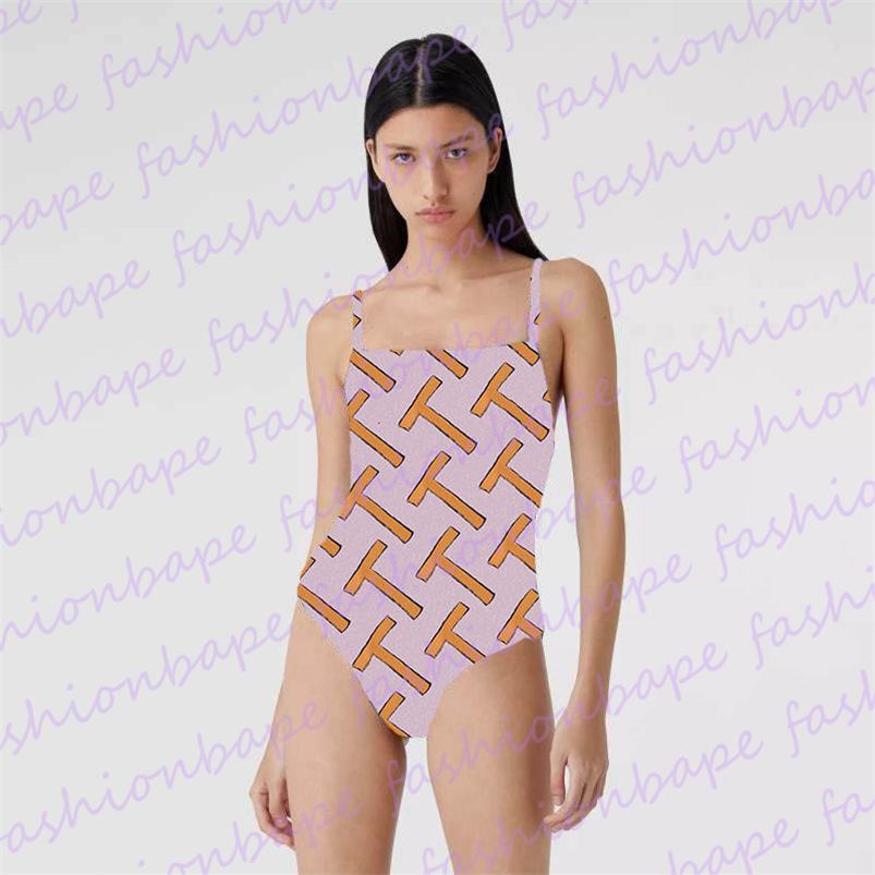

Padded One Piece Swimsuit Summer Backless Bathing Suit Home Clothing Beach Letter Printed Bodysuit Swimsuit
