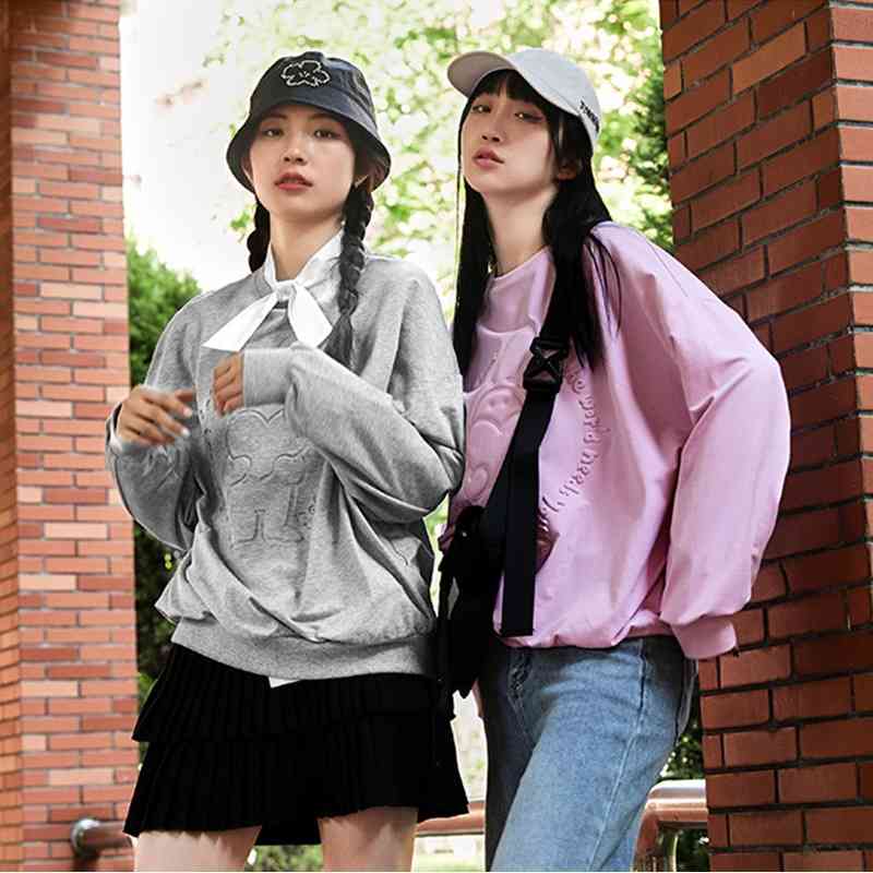 

LD three-dimensional pattern 2021 autumn new fashion temperament leisure round neck long sleeve sweater women c3bfb3v03, Pink
