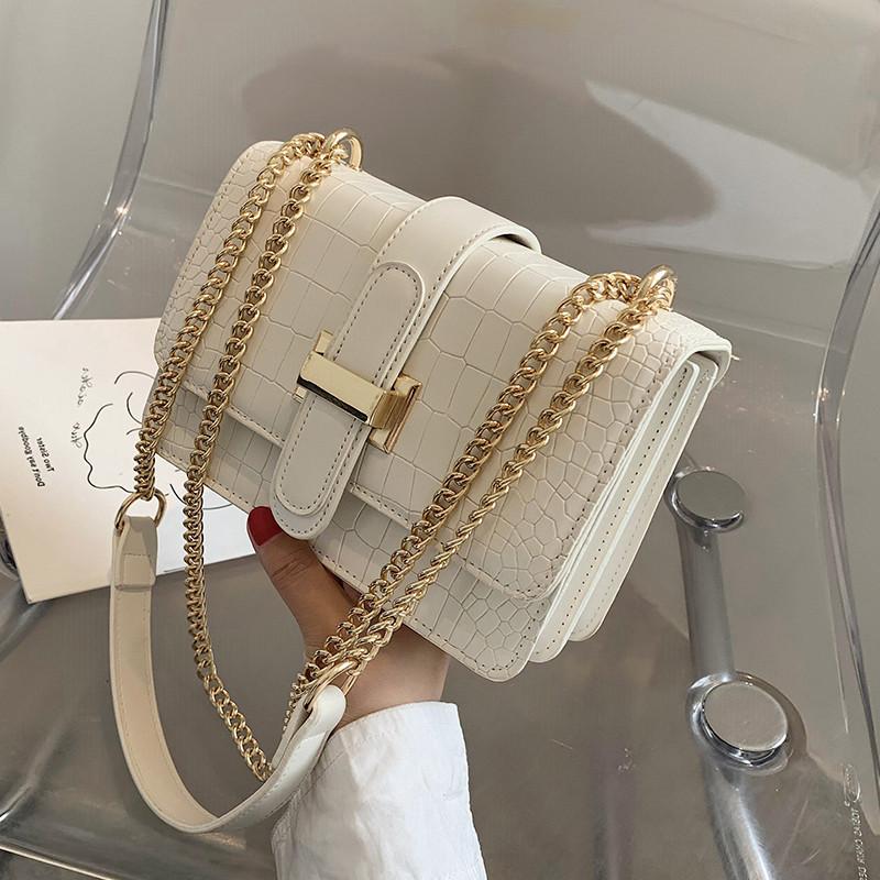 

Cross Body Crocodile Pattern Shoulder Bag For Women Chain Fashion Small Messenger Female Designer Purses And Handbags Mini Flap, Black