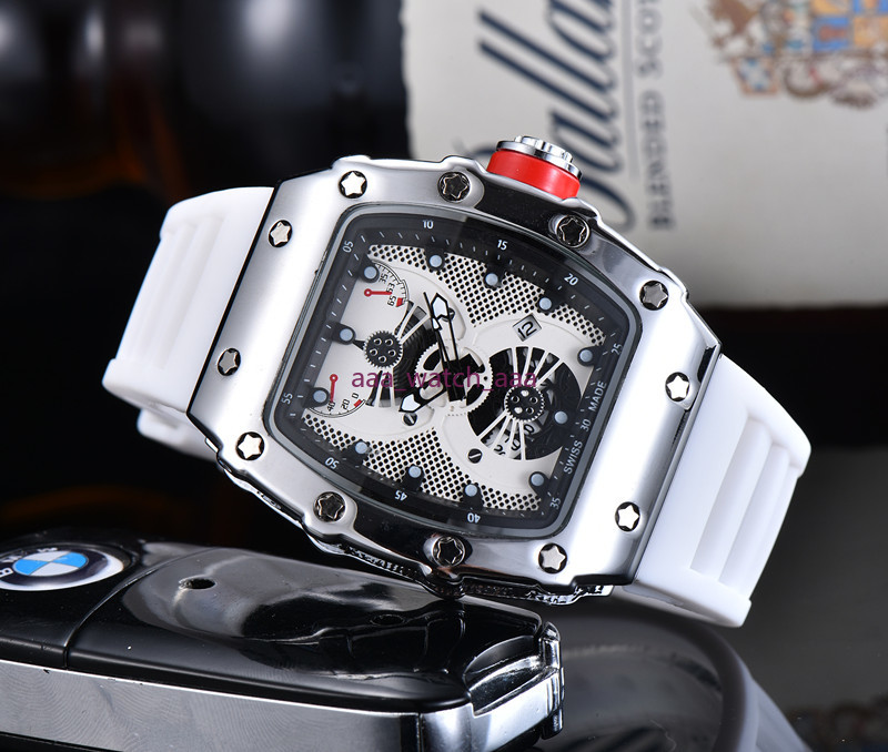 

2020 New Top Luxury Mens Watch Quartz Chronograph Swiss Mens watch Iced Out Hip Hop Rubber Strap Sport Men Watch Male