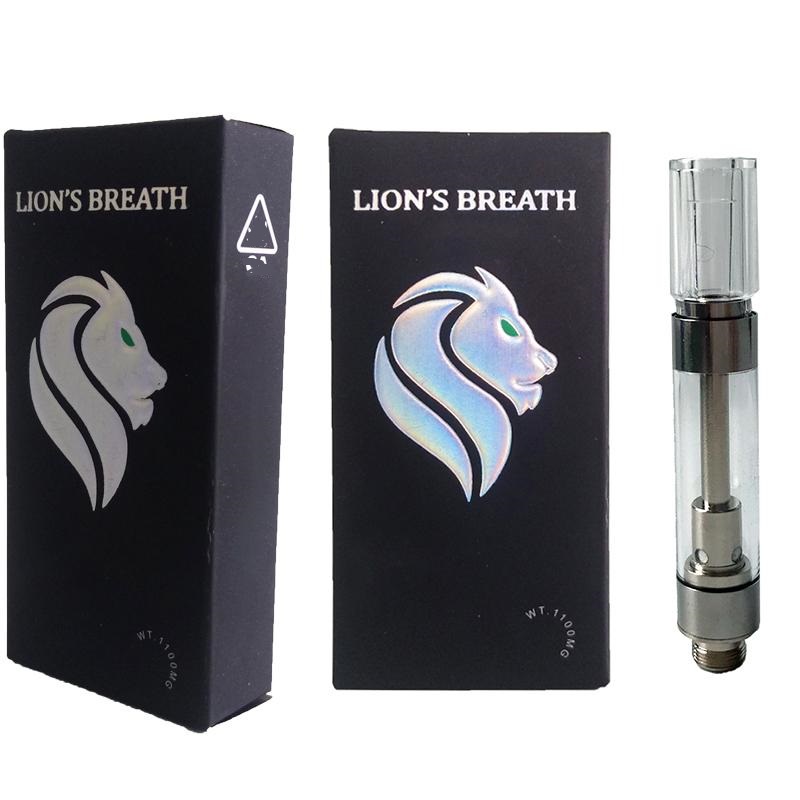 

Lions Breath Cart Atomizers Ceramic Glass Tank 0.8 1.0ml Empty Cartridges Thick Oil Vape Carts Dab Pen Vaporizer with white tip