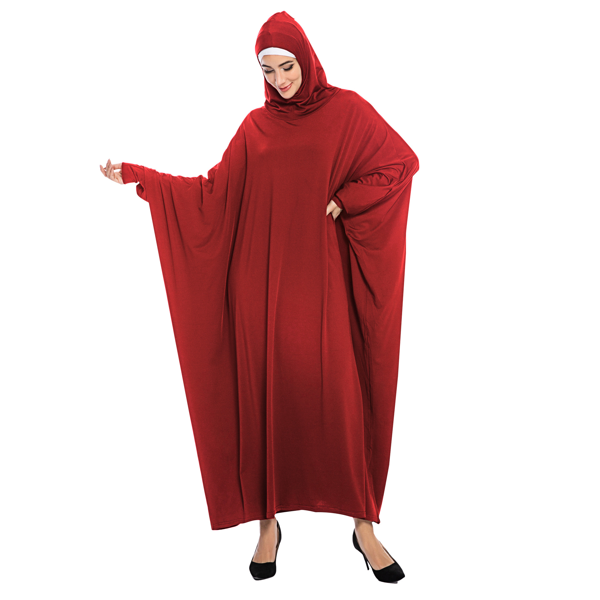 

Muslim Prayer Garment Women Bat Sleeve Hooded Hijab Dress 2021 Abaya Islamic Clothing Dubai Turkey Ramadan Long Prayer Dresses