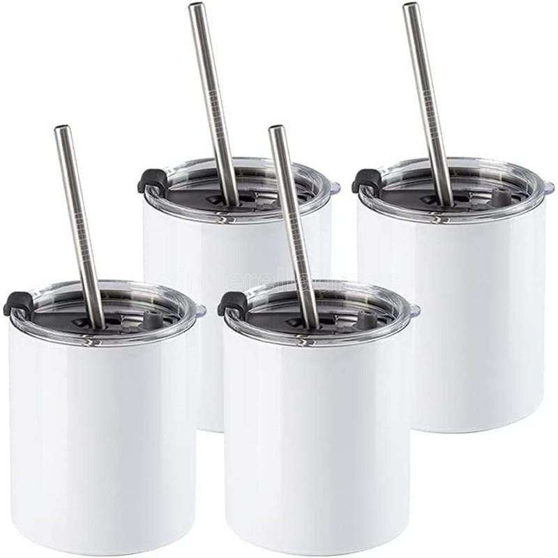 

Stock Sublimation Blank Tumbler White 10 OZ Stainless Steel Tumbler with Straw and Lid Sublimation Coffee Cups Mugs for Cricut Mug