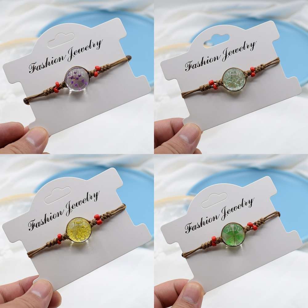 

Ins air dried flower knitting bracelet, stationery shop, student's friend and lover's hand ornaments, Golden;silver