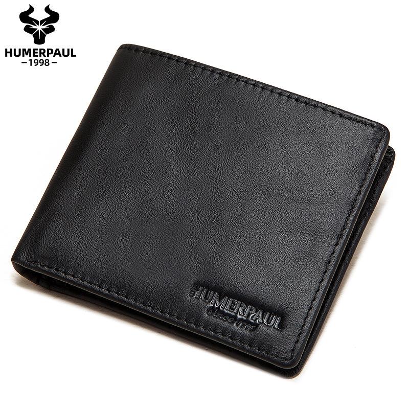 

Wallets Luxury Purse Top Quality Cowhide Men's Short Soft Wallet Business Male Genuine Leather Multi-card, Black