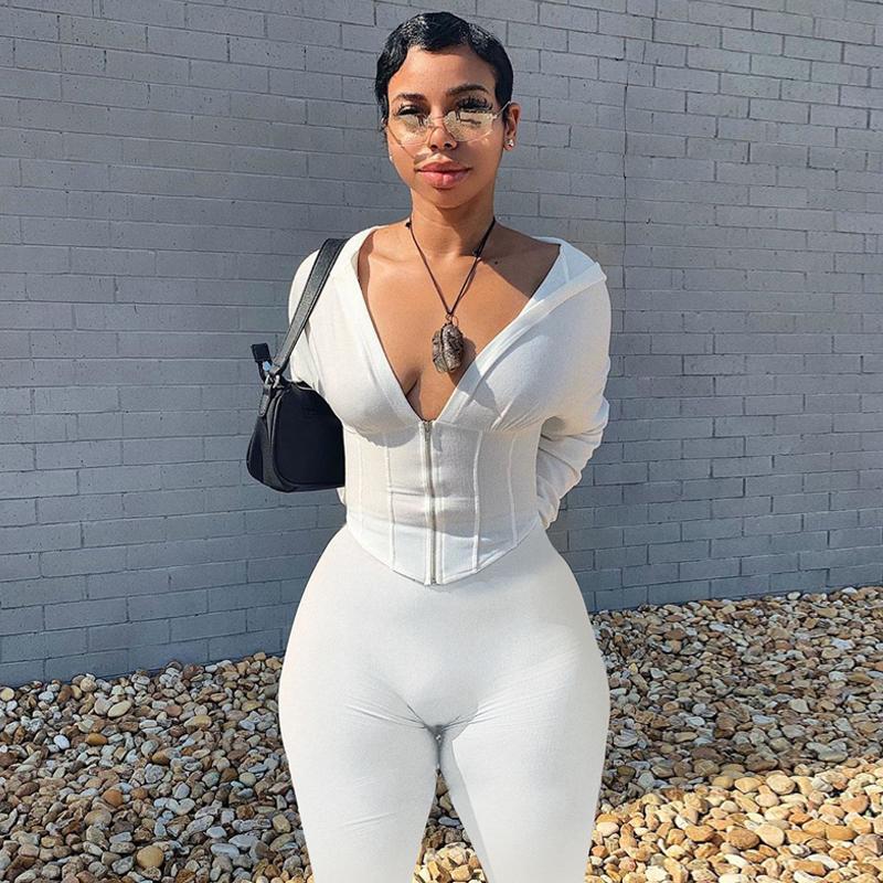 

Fashion Sweatshirt Crop Top Pants Two 2 Piece Tracksuits Matching Set Women Long Sleeve Autumn Winter Outfits Sweatsuit, White