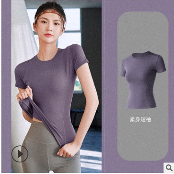 

Hot sell Compression T-shirt for Women Pure Color Tights Running Tops Fitness Gym Yoga Top Short Sleeve Workout Training new I4N3#, White