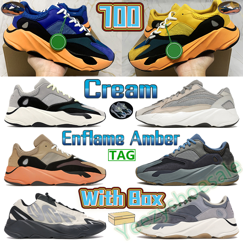 

700 Reflective running shoes enflame amber cream men women sports sneaker bright blue sun OG solid grey triple black tie-dye mens trainers with box, Bubble wrap packaging