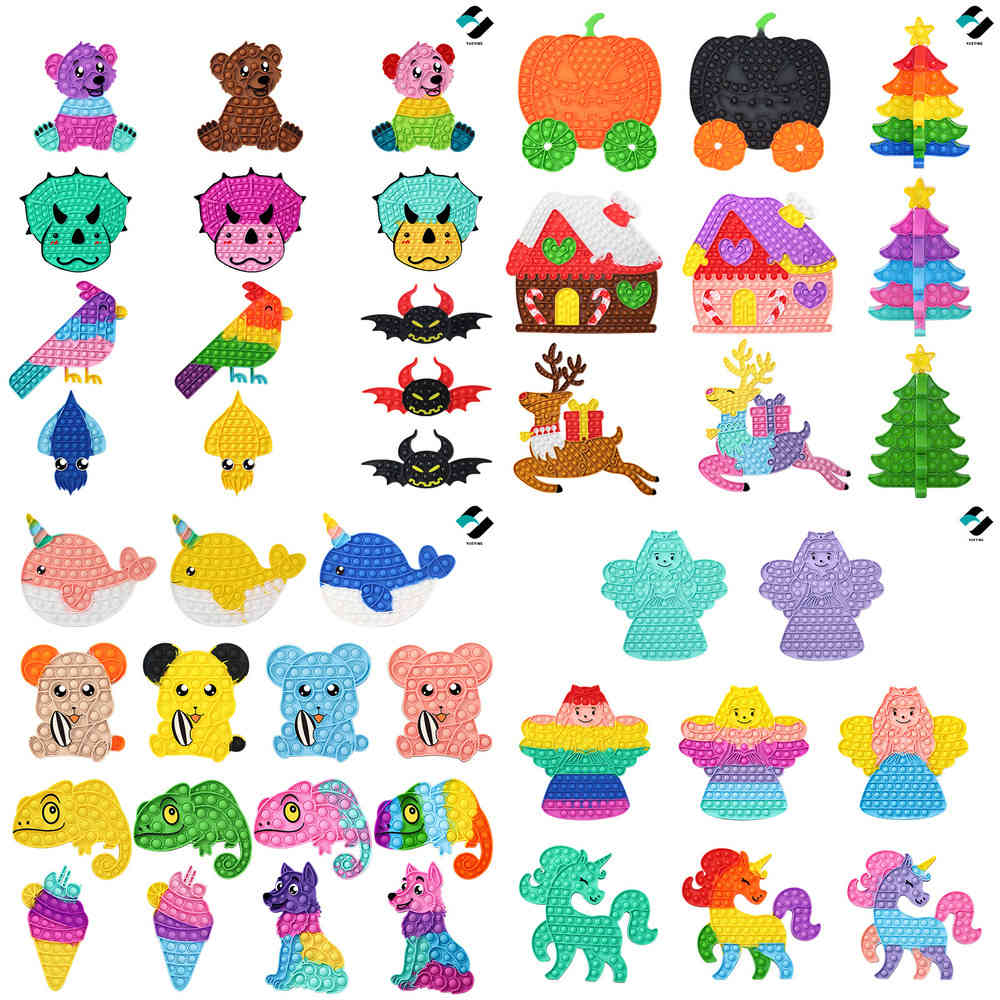 

15-43.5CM Christmas Halloween Push pop Fidget Toys Large Giant Xmas Tree Elk Pumpkin Animal Cartoon Sensory Bubble Puzzle Kids Fingertip Board Party Gifts G92QWER