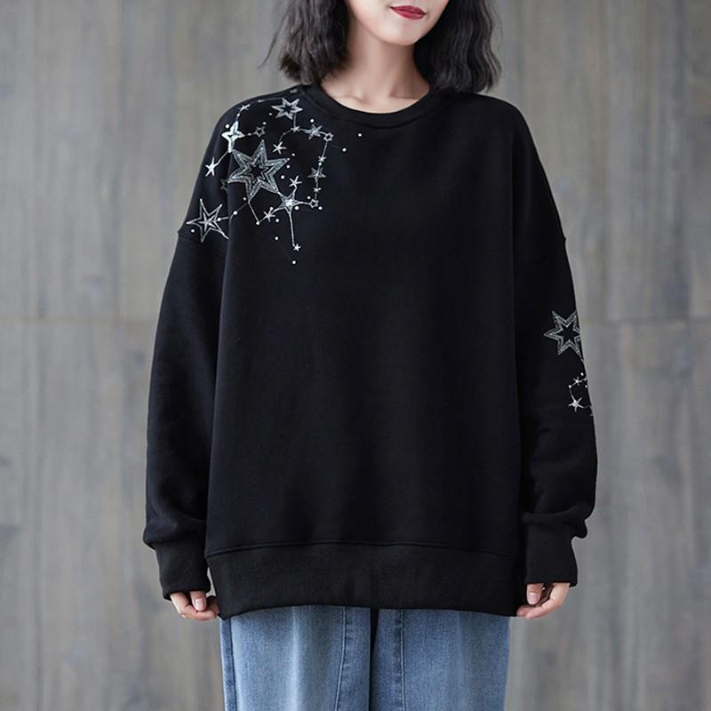 

Women's Hoodies & Sweatshirts Oversized Women Cotton Casual Sweatshirt Arrival 2021 Autumn Korean Style Streetwear Loose Female Long Sleeve, Black
