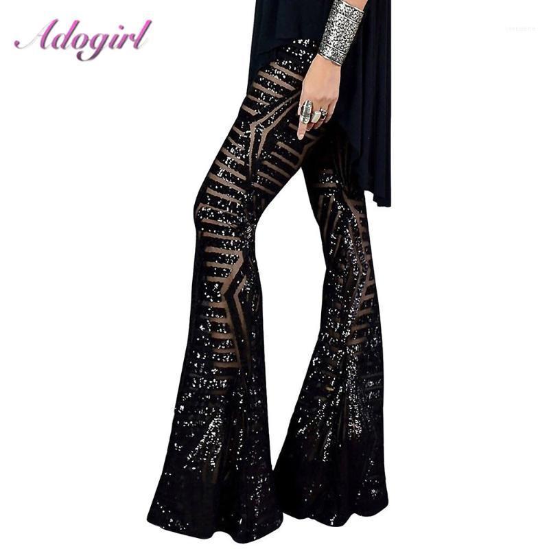 

Women's Pants & Capris Sexy Black Silver Sequin Glitter Wide Leg Long Flare High Waist Party Club XMAS Trousers Outfit Streetwear Bell Pant1, Black;white