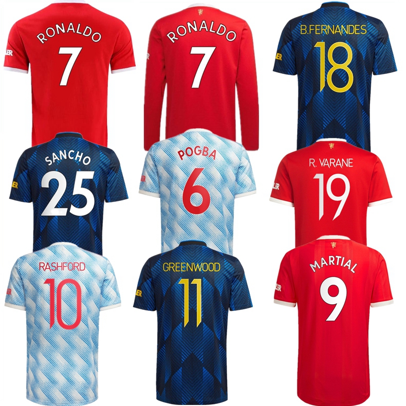 

RONALDO 21 22 SANCHO BRUNO FERNANDES Manchester soccer jersey UTD Fans Player version MAN BRUNO FERNANDES LINGARD POGBA RASHFORD football shirt UTD 2021 2022 men, Fans home epl