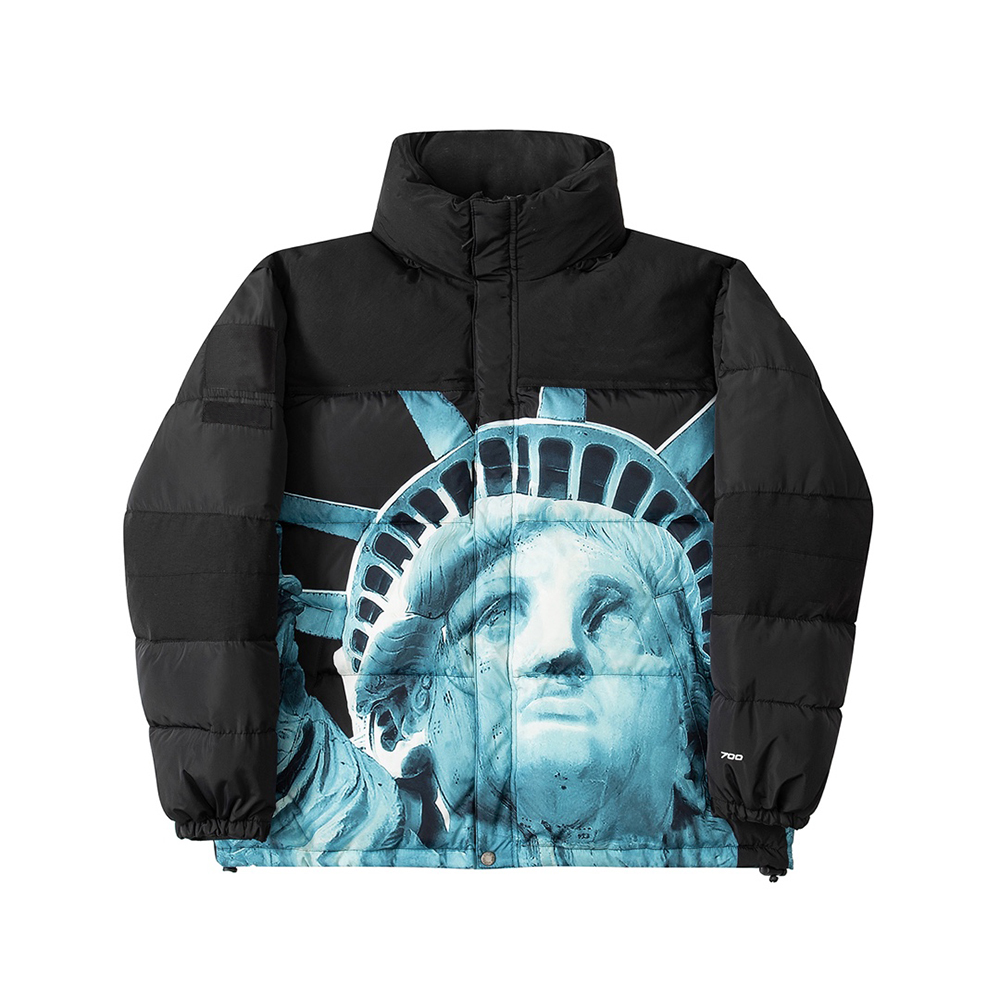 

Winter America Brand Face Parkas Joint Statue Of Liberty Casual Men North Thick Hooded Coat Warm Down Puffer Jackets, Black