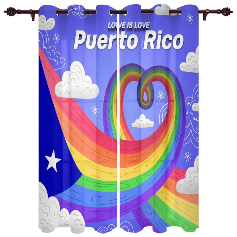 

Exquisite Home Luxury Curtains Puerto Rico Rainbow Love Living Room Dining Bedroom El Translucent Curtain & Drapes
