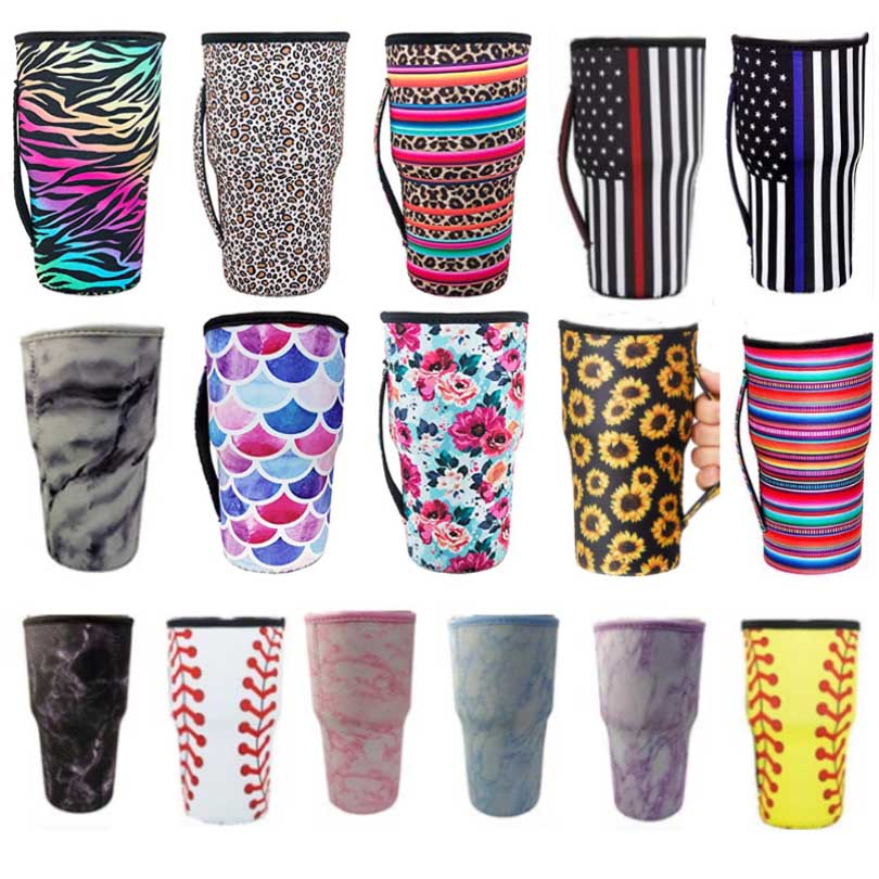 

Drinkware Handle Reusable Iced Coffee Cup Sleeve Neoprene Insulated Cups Cover Holder Idea For 30oz-32oz Tumbler Mug Sleeves Mini Leopard HH21-340