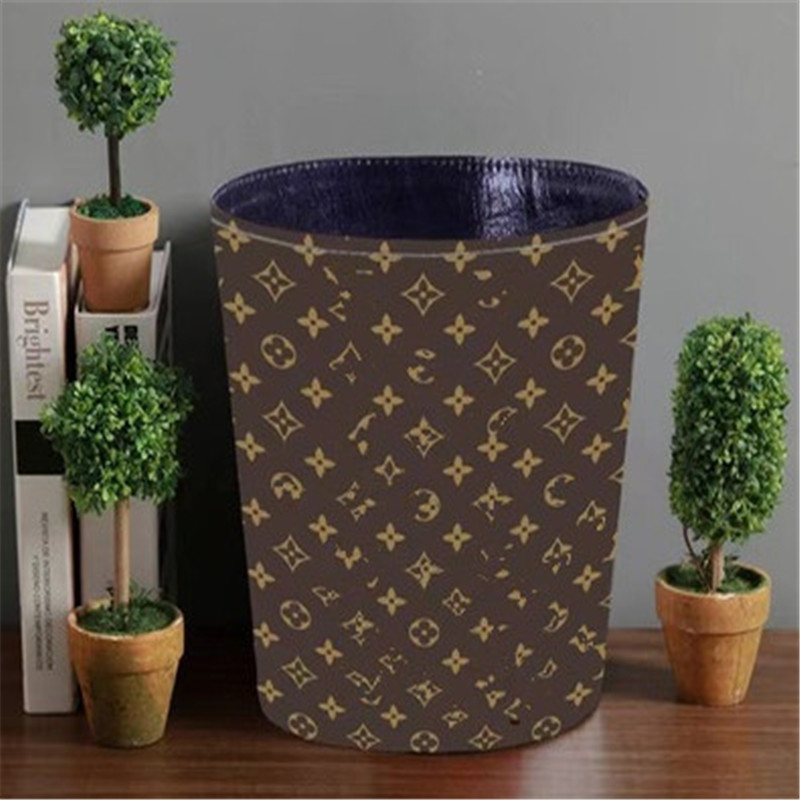 

creative light luxury home Waste Bins living room kitchen bedroom trash can office storage bucket large waterproof leather without cover