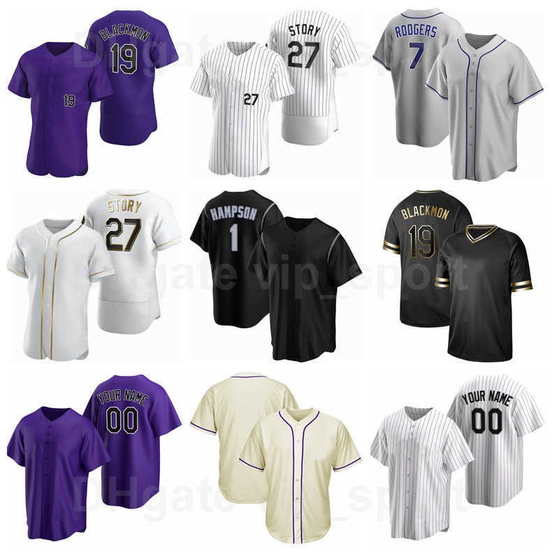 

27 Trevor Story Jersey Baseball 43 Sam Hilliard 1 Garrett Hampson 15 Raimel Tapia 19 Charlie Blackmon Team Purple Grey Black White Beige, Men flexbase