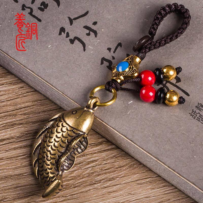 

Keychains Pure Copper Fish Pendants For Keychain Brass Carp Key Chain Rings Hanging Jewelry DIY Leather Car Keyrings Fashion Accessories, Silver