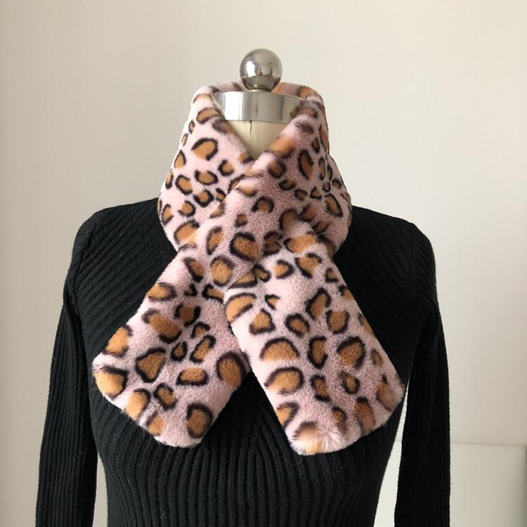

Scarves Print Leopard Faux Fur Winter Women Men Unisex Fake Cross-over Shawl Wraps