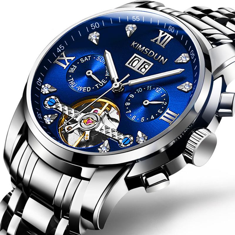

Wristwatches Fashion Luxury Men's Living Waterproof Automatic Watches Luminous Calendar Wristwatch Gold Steel Belt Watch Montre Homme Clock, Gold gold