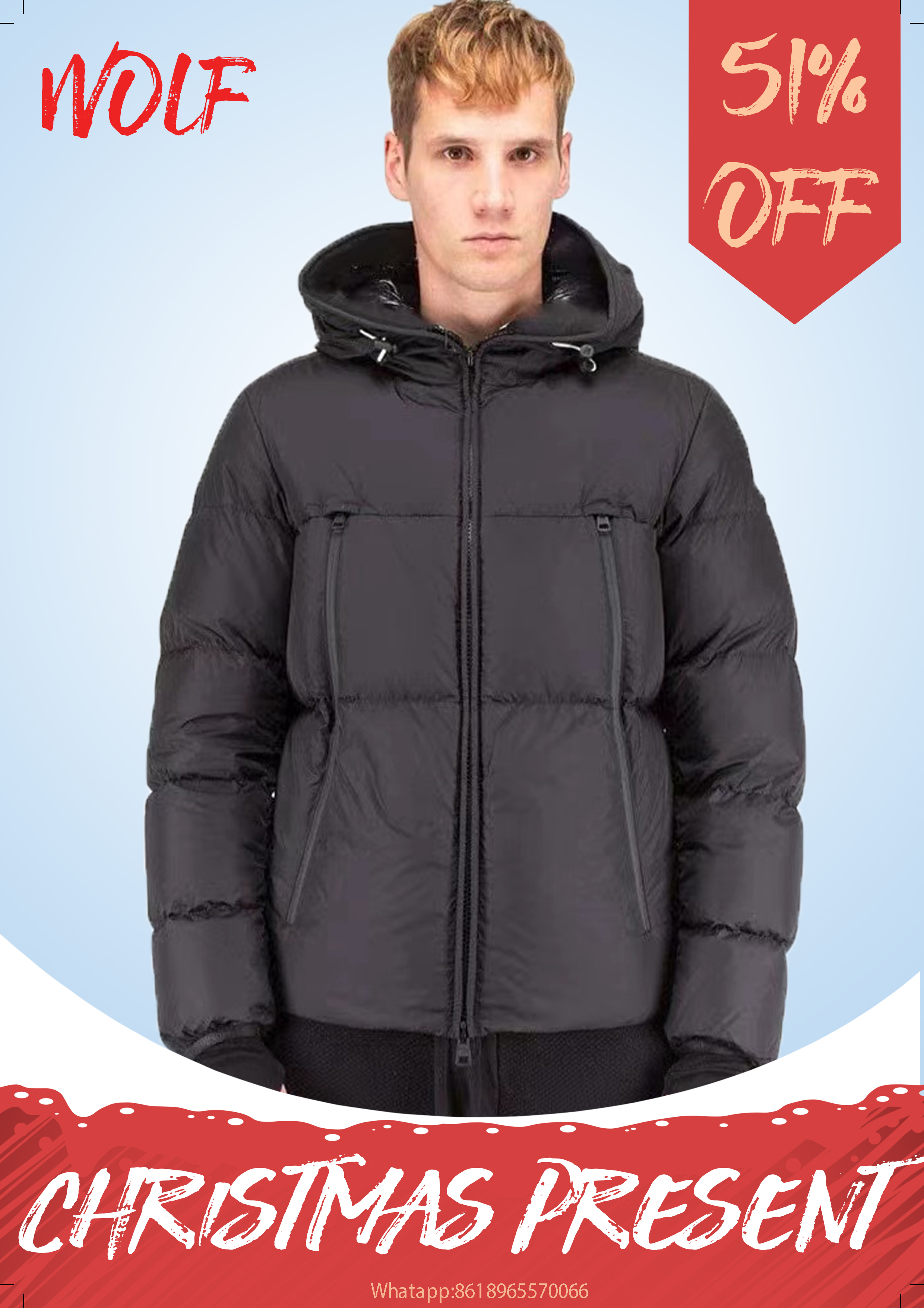 

High quality warm winter white duck down coat classic Parker women's couture hood casual fashion windproof comfy, Black