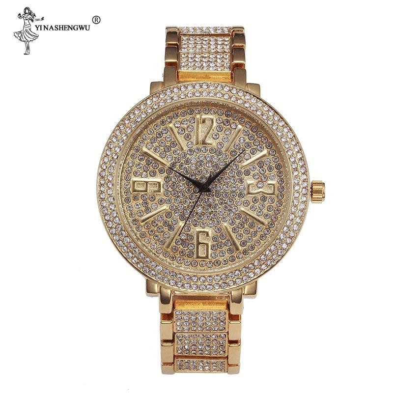

Wristwatches Hip Hop Gold Watches For Women Men Micro Pave CZ Date Quartz Wrist Link Chain Bracelet Charm Jewelry Relogio Masculino