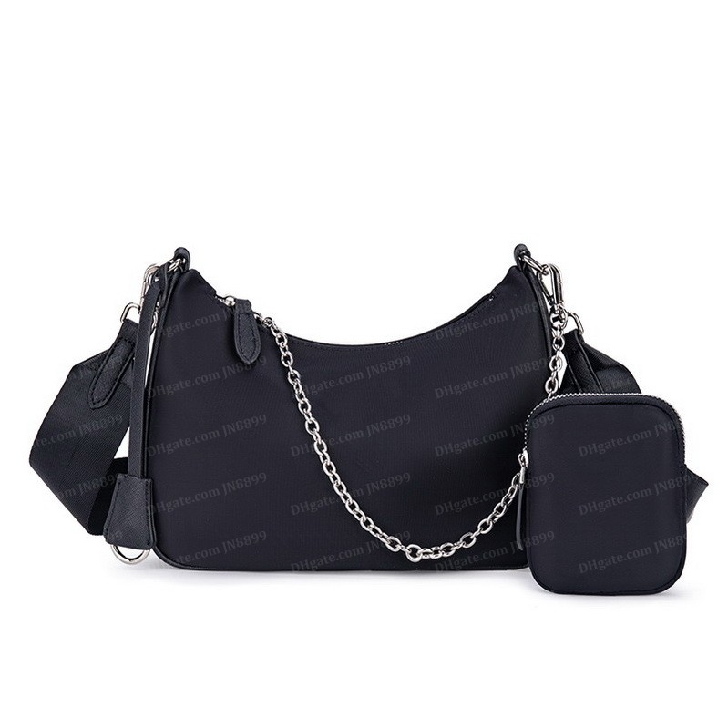 

Fashion Bags Handbags Women Shoulder Bag Designer Lady Chest Pack Luxurys Composite Tote Chains Nylon Handbag Vintage Purse Wallet Bags JN8899, Black
